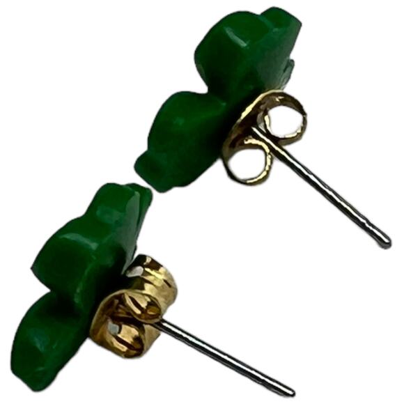Green Shamrock Stud Earrings St Patrick's Day Clover Irish Lucky Small 0.5" - Picture 4 of 7